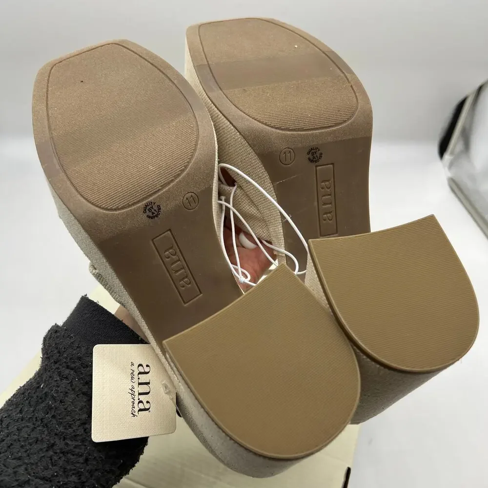 a.n.a Womens Holland Heeled Sandals Cream Natural Color Size 11M